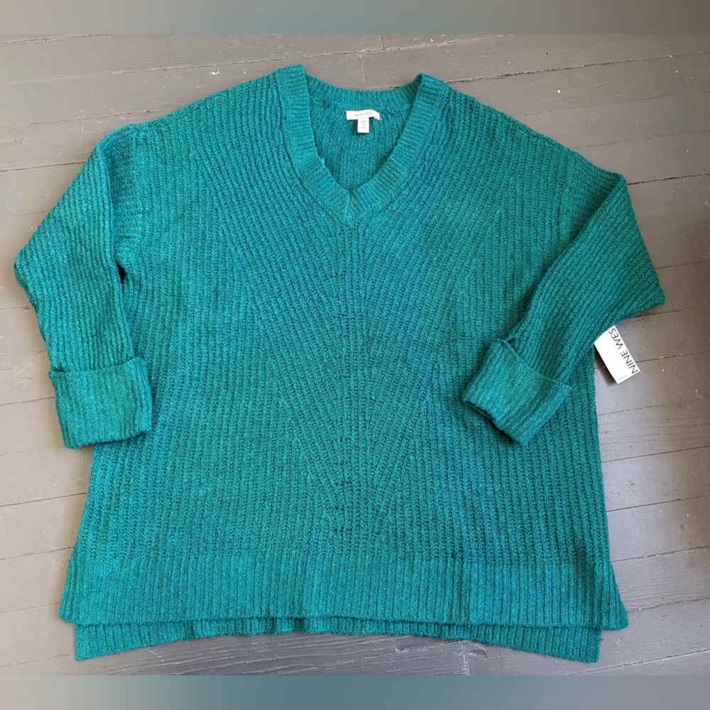Nine West Teal V-Neck Sweater